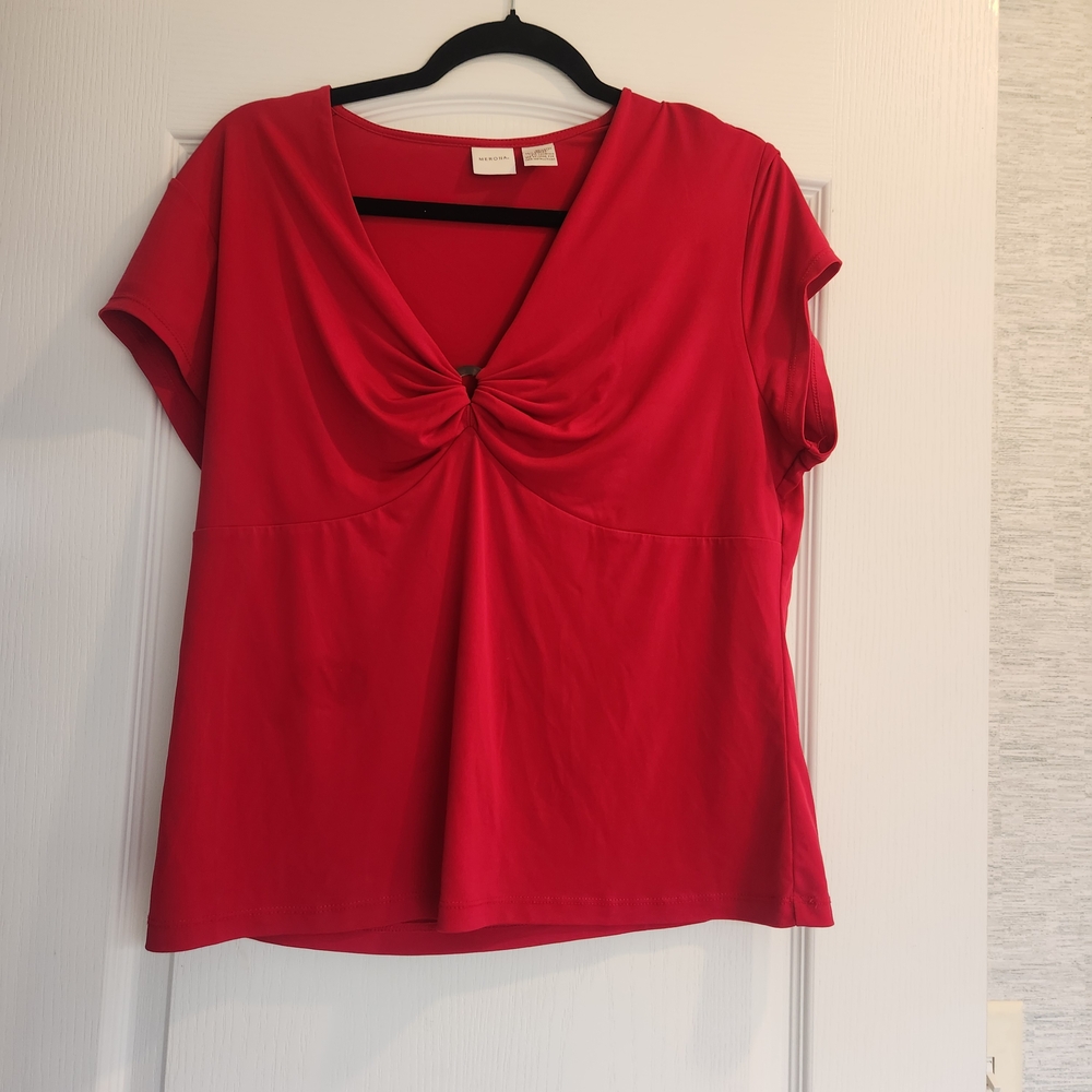 Merona Red Twist Front Blouse SizeXL Euc